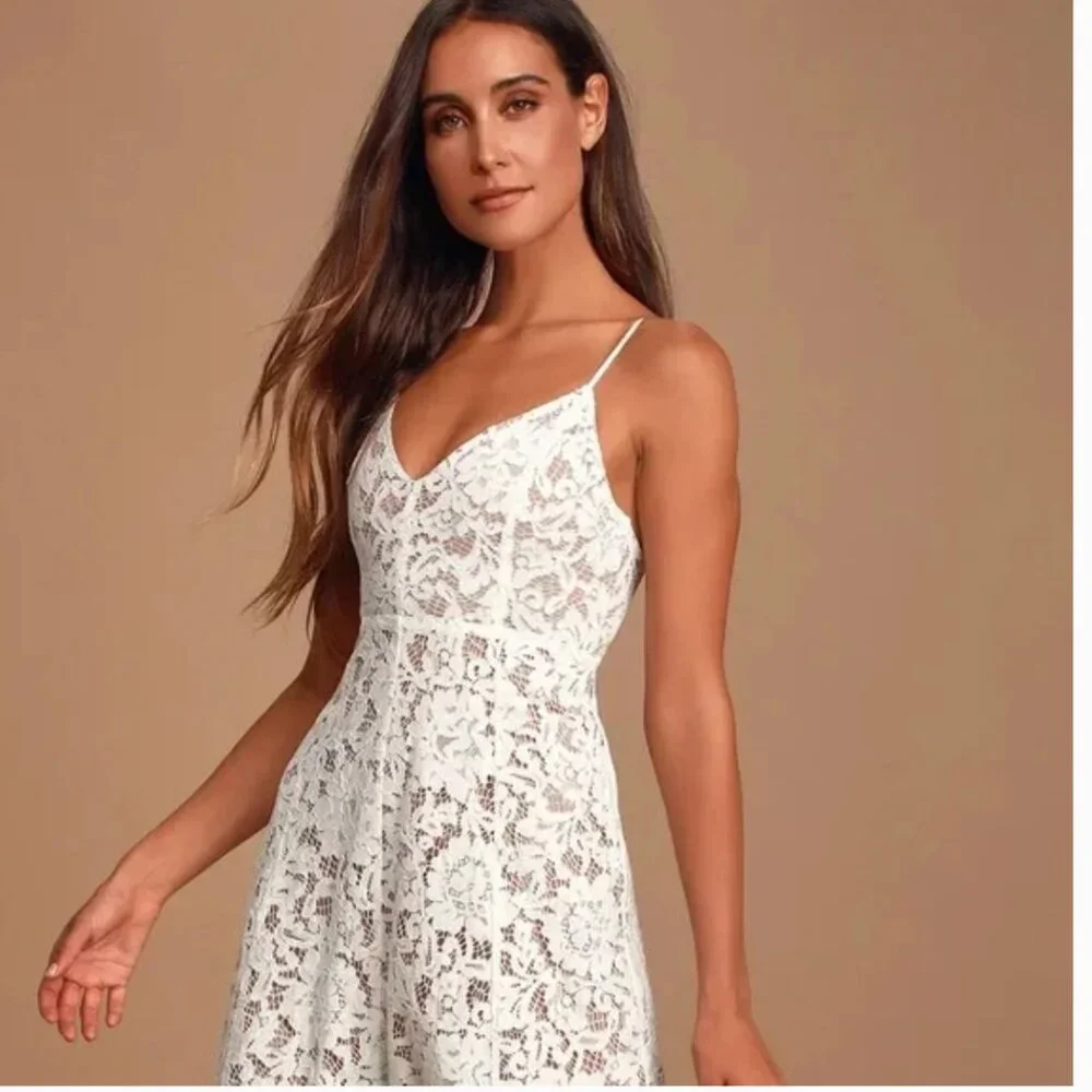 LULUS One Wish white/cream lace midi dress Size Small NEW WITH TAGS - Picture 11 of 11